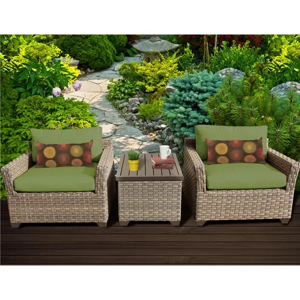 Anupras 3 Piece Outdoor Conversation Set with Club Chairs and Storage Coffee Table