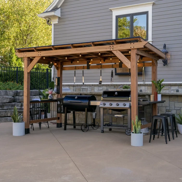 Saxony Xl 13 Ft. W x 6.5 Ft. D Solid Wood Grill Gazebo