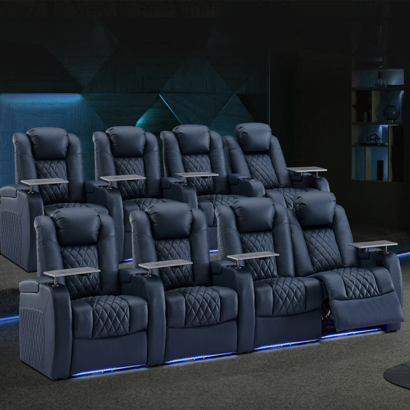 Upholstered Home Theater Seating with Cup Holder