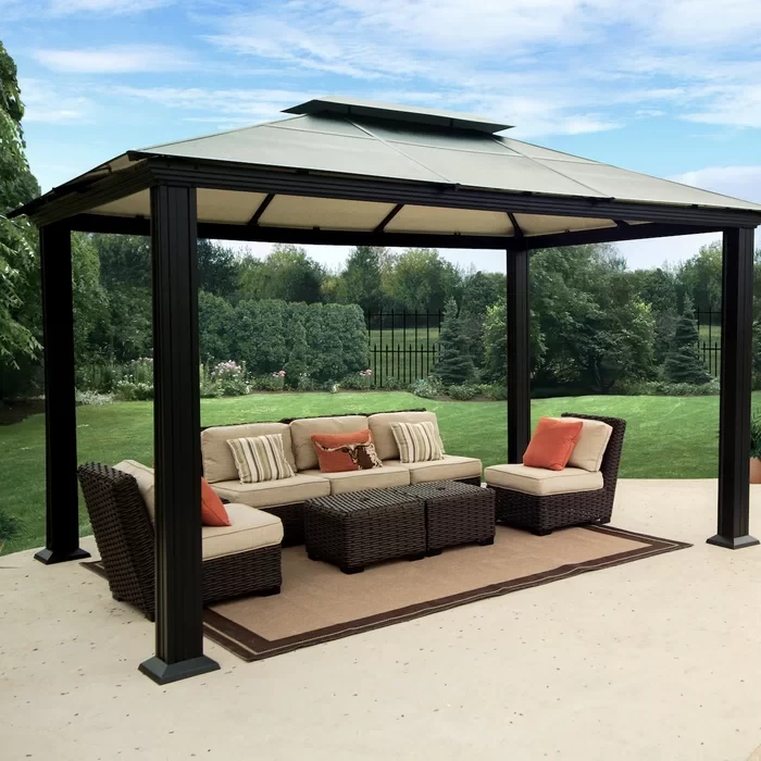 13 Ft. W x 11.5 Ft. D Santa Monica Aluminum Hardtop Patio Gazebo