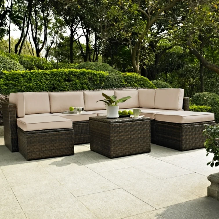 Alante 8 Piece Rattan Sectional Seating Group with Cushions