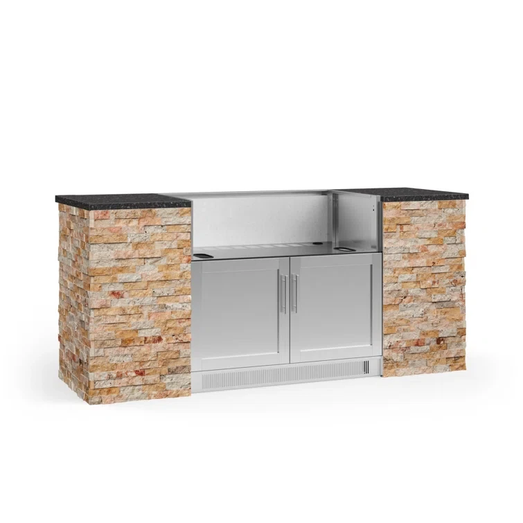 Outdoor Kitchen Signature Series 6 Piece Cabinet Set with Grill Cabinet and Granite Top