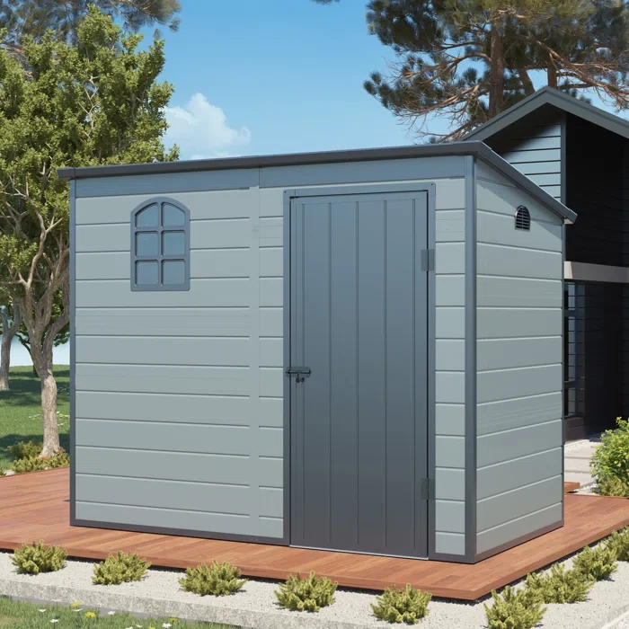 8.1 ft. W x 4.7 ft. D Plastic Outdoor Patio Storage Shed Lean-To Garage Shed