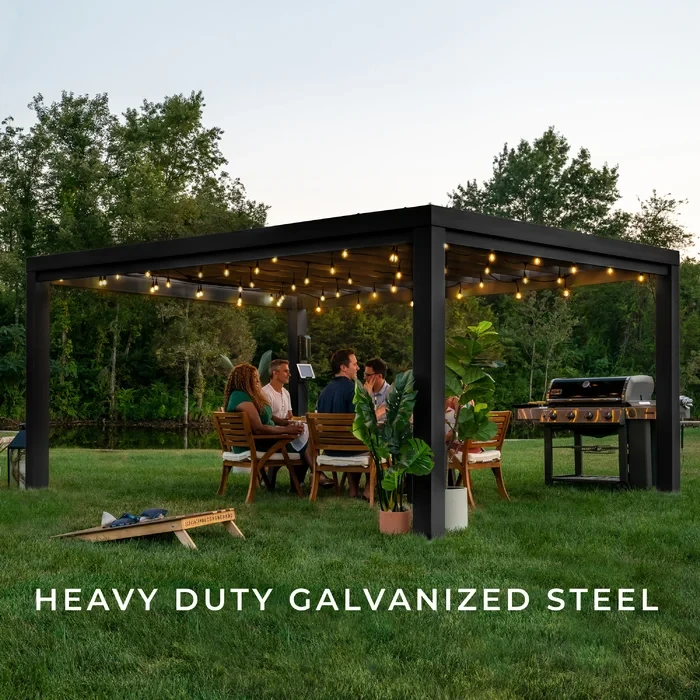 16 ft. W x 12 ft. Backyard Discovery Trenton Steel Pergola with Canopy