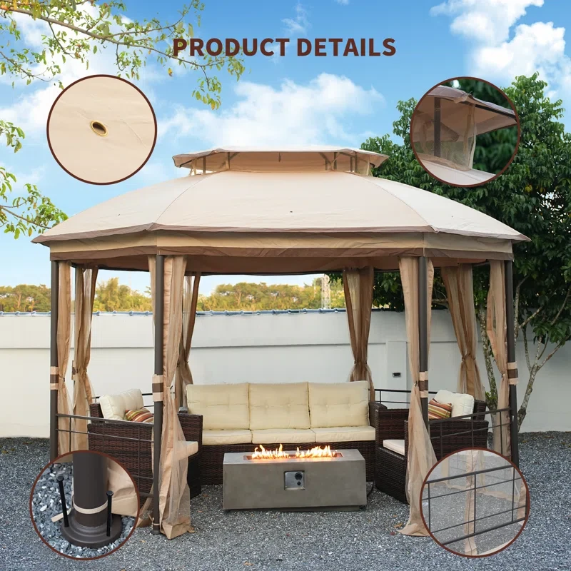 10 Ft. W x 12 Ft. D Steel Patio Gazebo Canopy