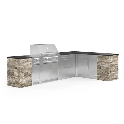 Outdoor Kitchen Signature Series 11 Piece L Shaped Cabinet Set with 36 in. Natural Gas Grill