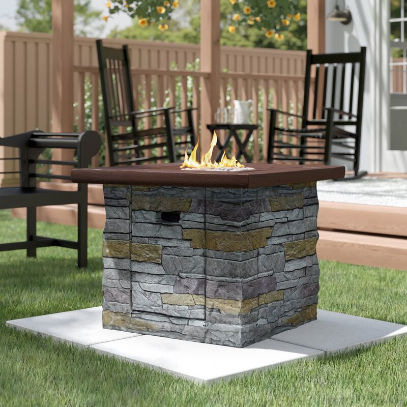 Matthias 24" H x 30" W Magnesium Oxide Propane Outdoor Fire Pit Table