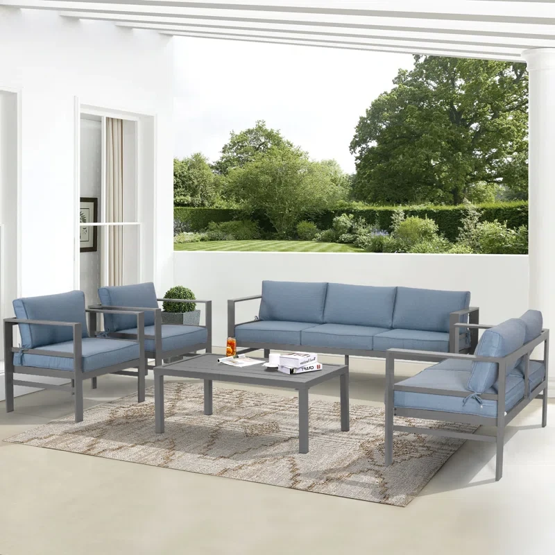 Burhaan 5 Piece Sofa Seating Group with Light Cushions