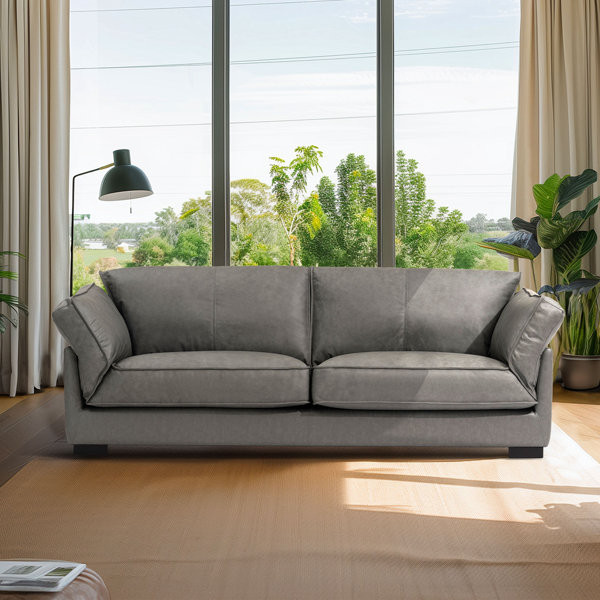 Taveyon 89.76'' Leather Sofa