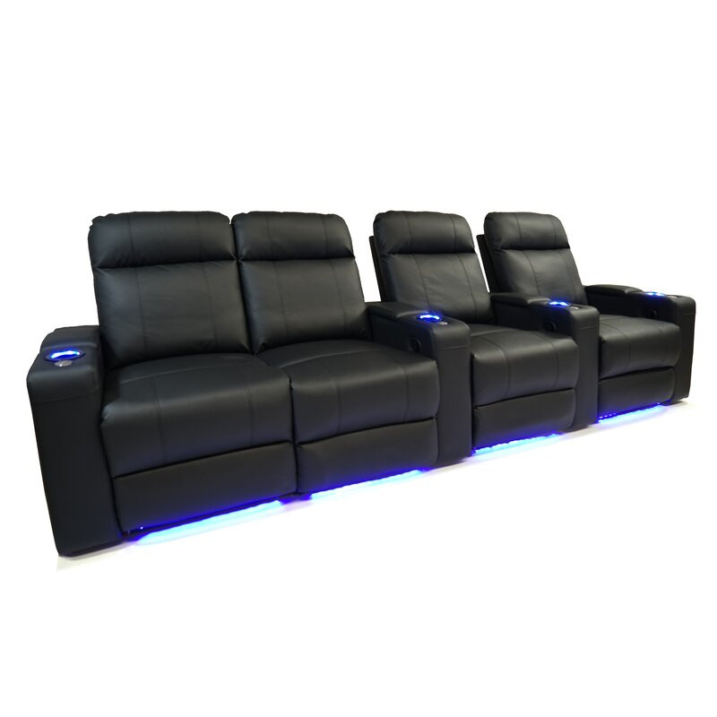 Upholstered Home Theater Seat with Cup Holder