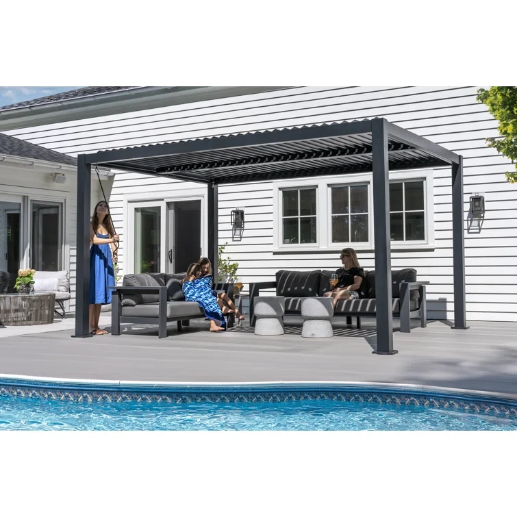 Sojag Hana 10x13 ft. Black Louvered Pergola