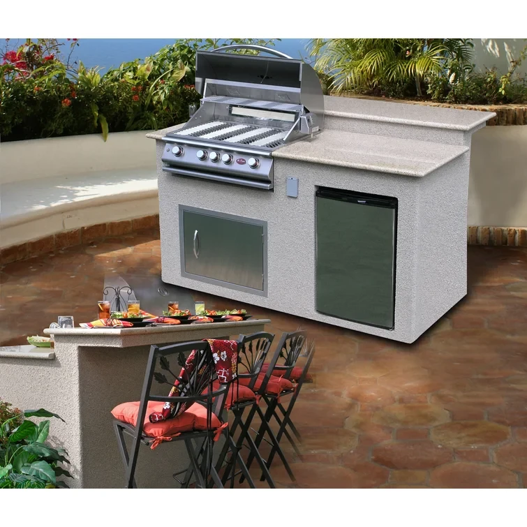 Cal Flame 76'' 3 BBQ Grill Island with 4 - Burner Grill