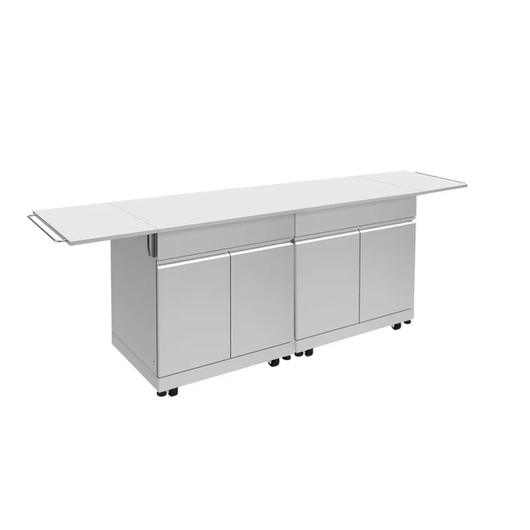 Transolid Outdoor Kitchen 24-in x 37-in Double Utility Cabinet, Folding Shelves, Stainless