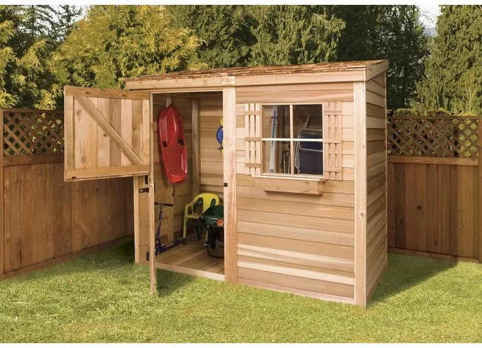 92.5" H x 109.5" W x 42" D Bayside Western Red Cedar Wood Lean-To Storage Shed