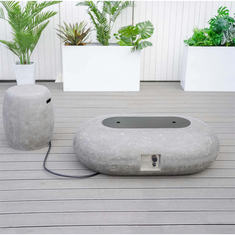 65000 Btu Concrete Outdoor Fire Pit Table With Lid