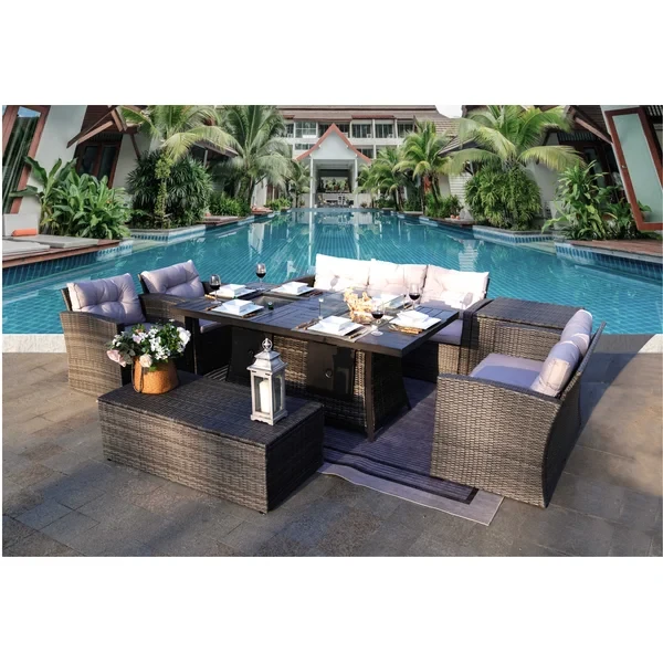 Aliaksey 7 - Person Outdoor Seating Group with Cushions