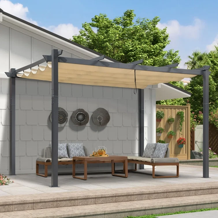 13 Ft. W X 9.5 Ft. D Aluminum Pergola with Canopy