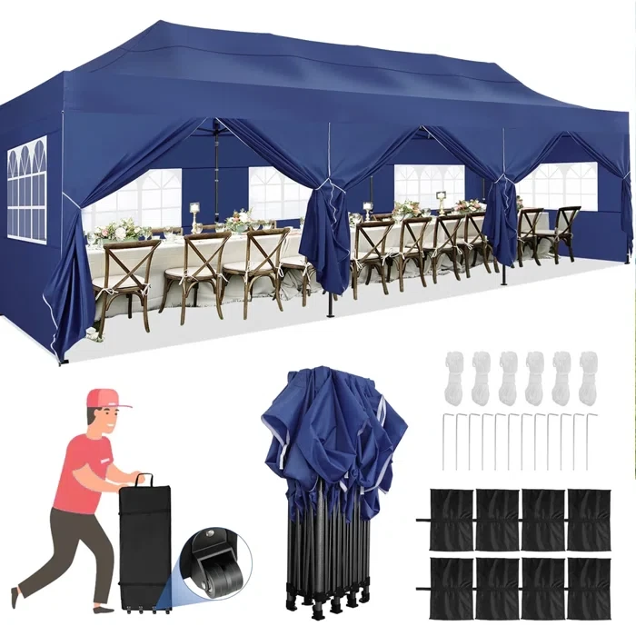 10×30 FT Pop up Canopy with 8 Sidewalls Waterproof Heavy Duty Commercial Canopy Tent