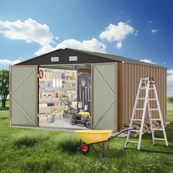 125" H x 104” W x 80" D Metal Storage Shed