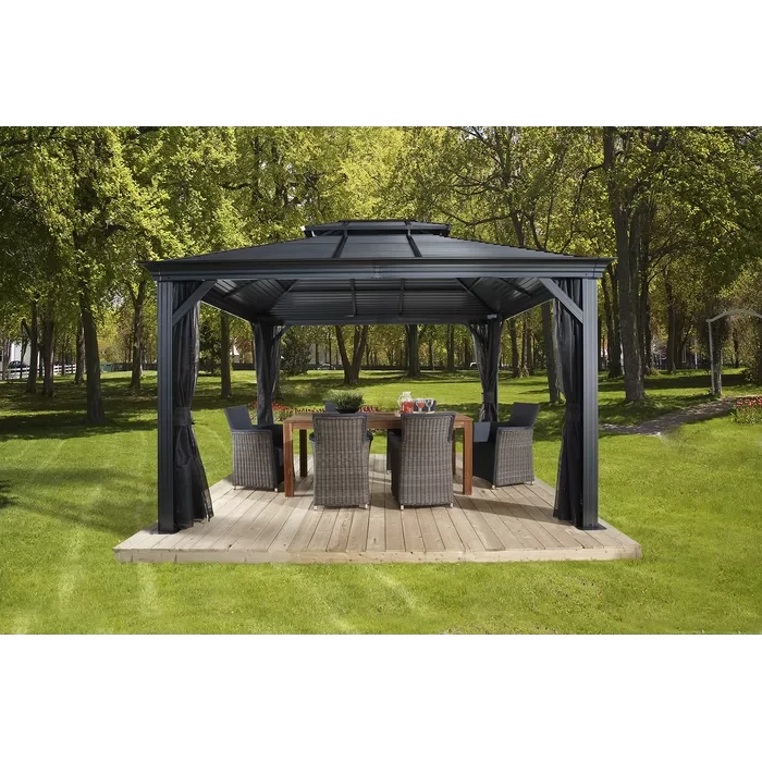 Mykonos II 16 Ft. W x 12 Ft. D Aluminum Patio Gazebo Gazebo 13.9 ft x 9.8 ft