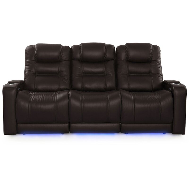 Nero Upholstered Power Reclining Home Theater Seating with Cup Holder