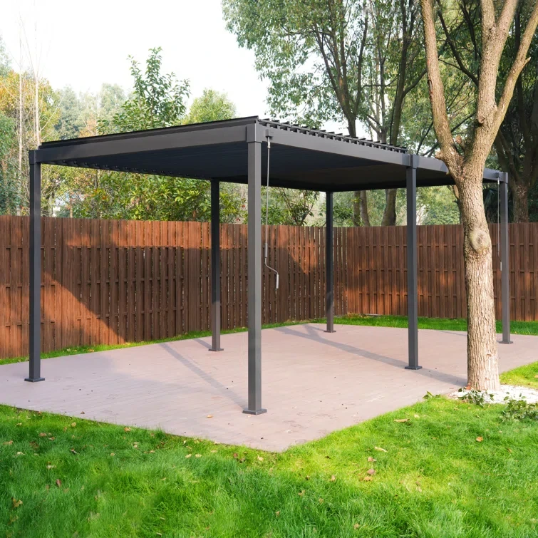 20 ft W x 10 ft D 80/88S Metal Frame Pergola with Adjustable Louver Roof