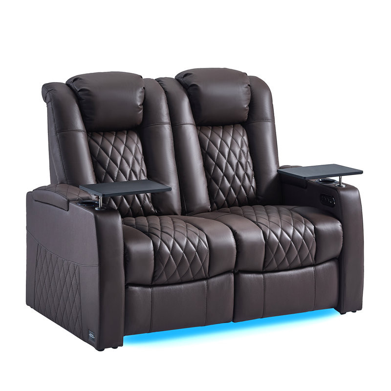 Leather Home Theater Seating Dual Power Movie Theater Chairs Theater Recliner Sofa