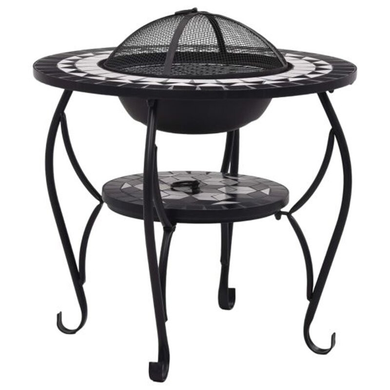 26.8'' Fire Pit Table Black And White 26.8" Ceramic