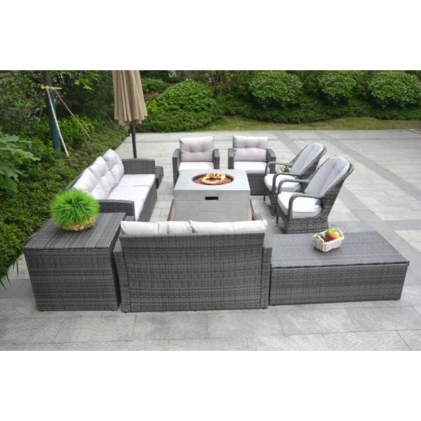 Algird 9 - Person Outdoor Seating Group with Cushions