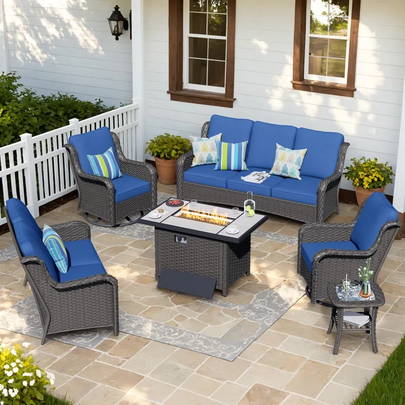 Tommy 7 - Person Outdoor Seating Group with Cushions