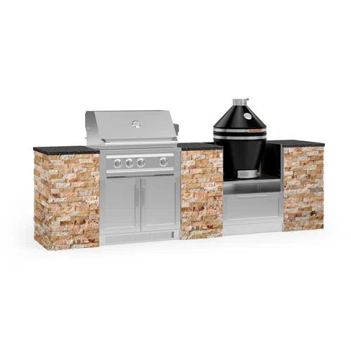 Outdoor Kitchen Signature Series 9 Piece Cabinet Set with 40 in. Natural Gas Platinum Grill