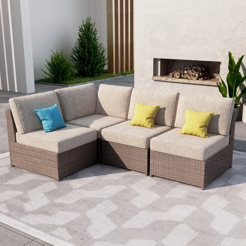 Amberson Fully Assembled 4-Person Outdoor Left Hand Facing Patio Sectional