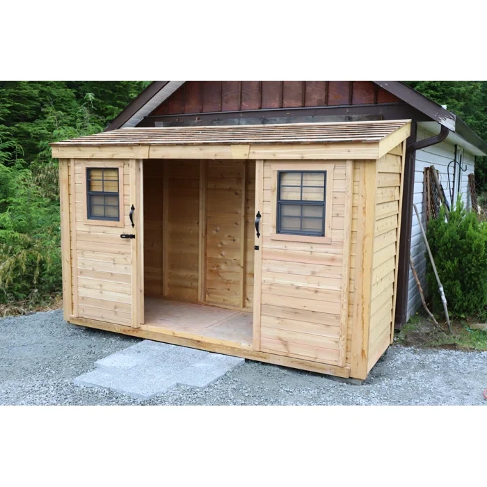 12 ft. W x 4 ft. D Sliding Door Cedar Wood Storage Shed