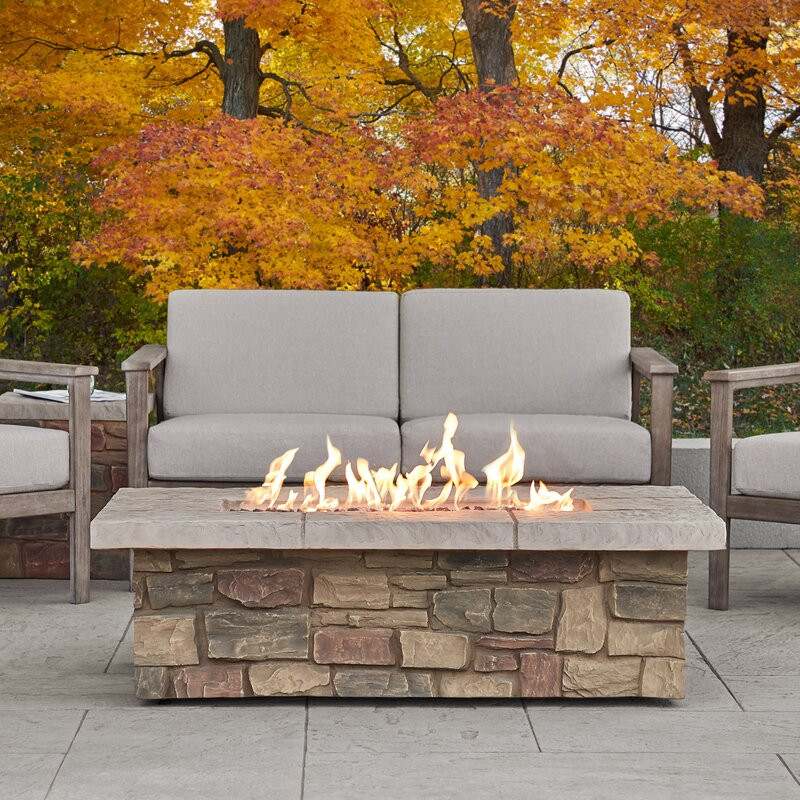 SEDONA Rectangle Concrete Propane or Natural Gas Fire Pit Table by Real Flame 14.25" H x 52.25" W x 31.25" D