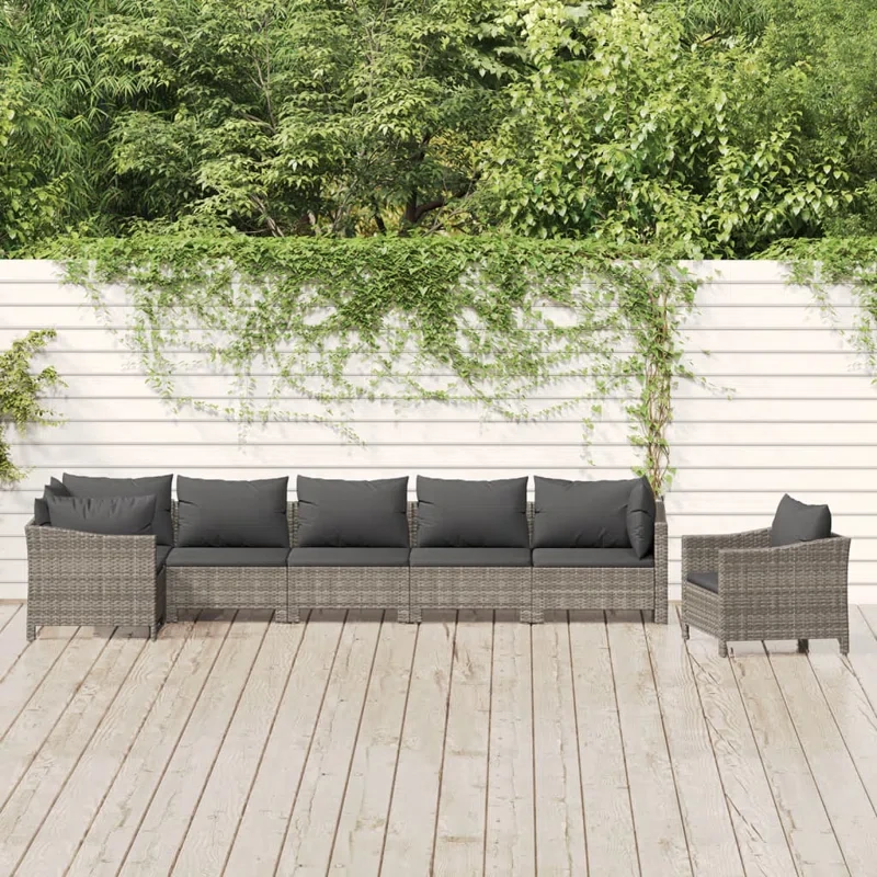 Rattan Wicker 7 - Person Seating Group with Cushions