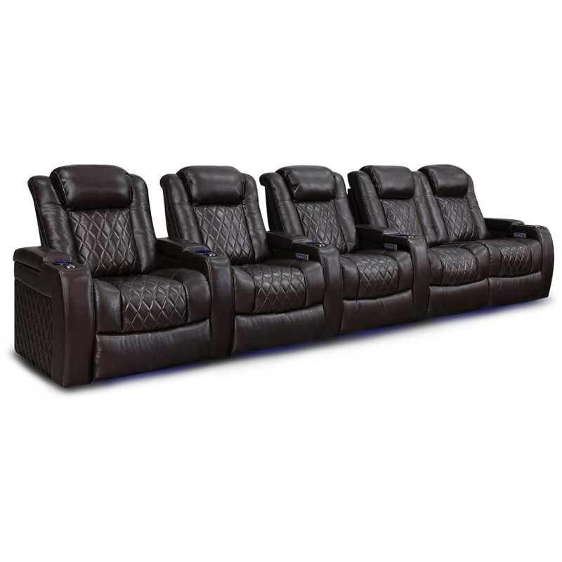 Tuscany Leather Home Theater Seating with Cup Holder