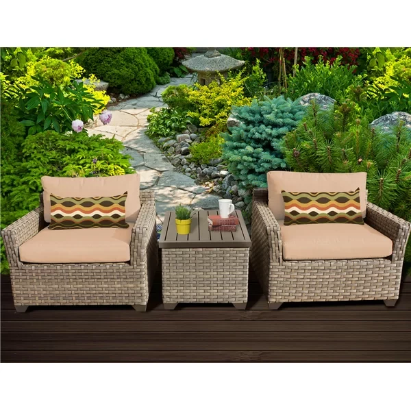 Anupras 3 Piece Outdoor Conversation Set with Club Chairs and Storage Coffee Table