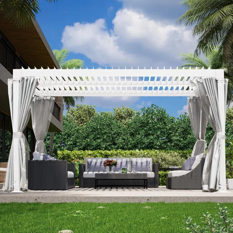 88" H x 115" W x 115" D Aluminum Pergola with Canopy