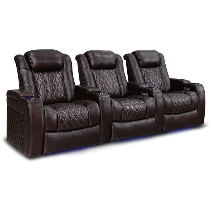Tuscany Leather Home Theater Seating with Cup Holder