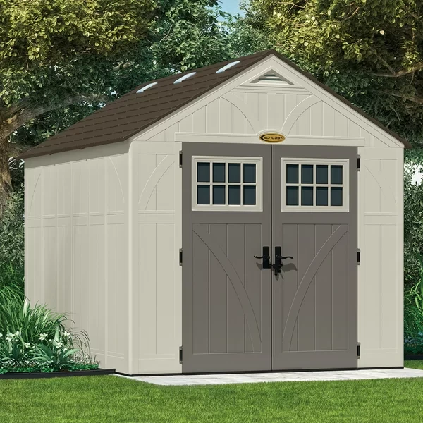 Suncast Outdoor Vanilla 8 ft. W x 10 ft. D Resin Storage Shed