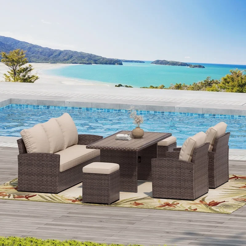 Amiraka 6 - Person Outdoor Seating Group with Cushions