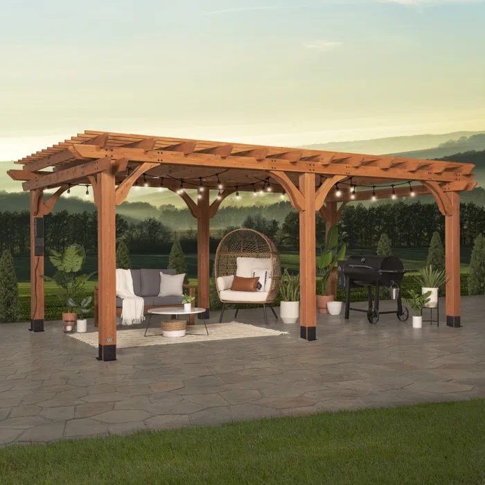 : 20 ft. W x 12 ft. Backyard Discovery Beaumont All Cedar Wooden Pergola