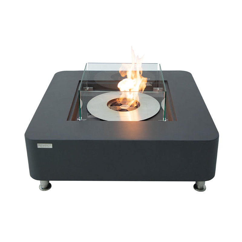 Brisseyda 14'' H x 40'' W Concrete Bio-ethanol Fuel Outdoor Fire Pit Table with Lid