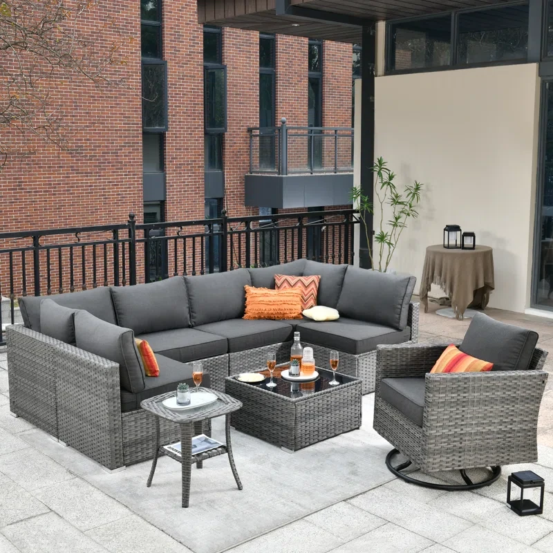 Yeghishe 7 - Person Outdoor Seating Group with Cushions