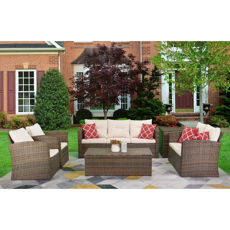 Bentyn 6 Piece Rattan Sofa Seating Group with Cushions