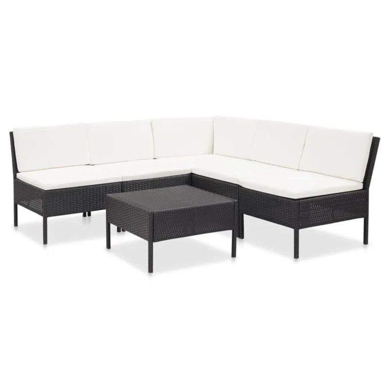 6 Piece Sectional Sofa with Coffee Table Rattan