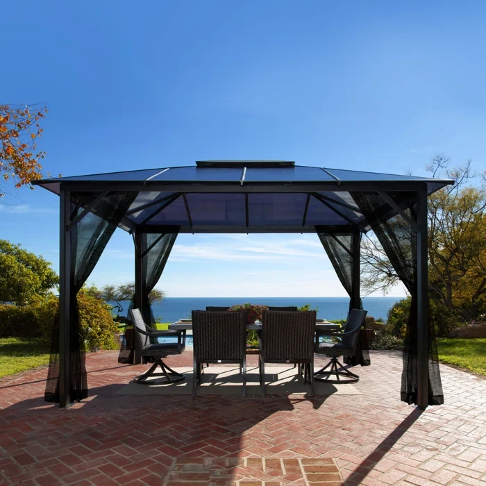 Madrid 13 Ft. W x 11 Ft. D Aluminum Patio Gazebo with Mosquito Netting