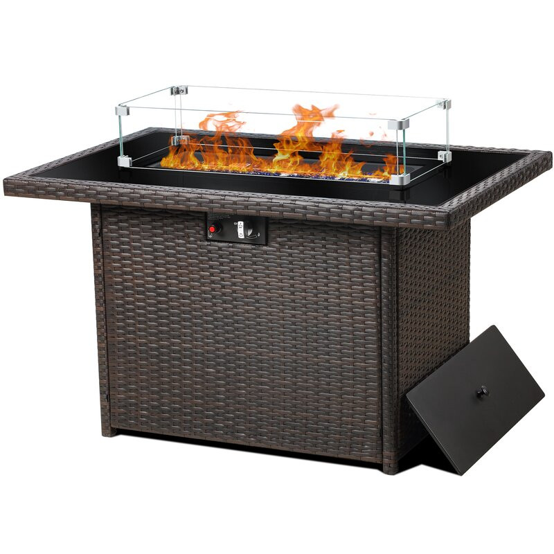 Propane Outdoor Fire Pit Table With Lid