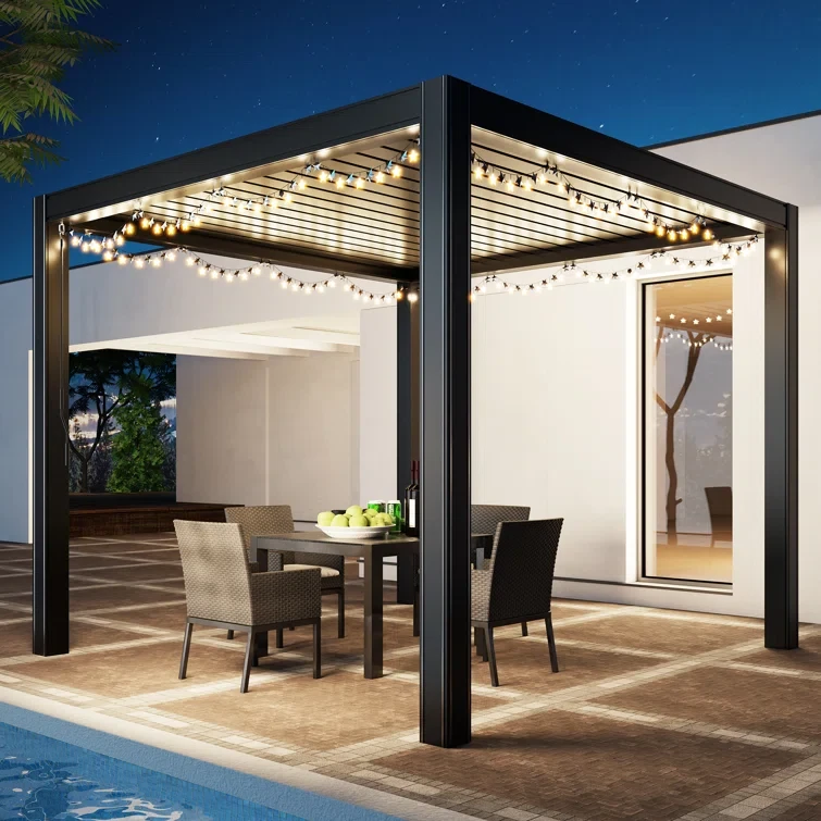 9.74' W x 9.74' D Outdoor Aluminum Pergola with Canopy