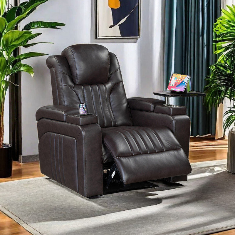 37.6" Wide Faux Leather Home Theater Individual seat